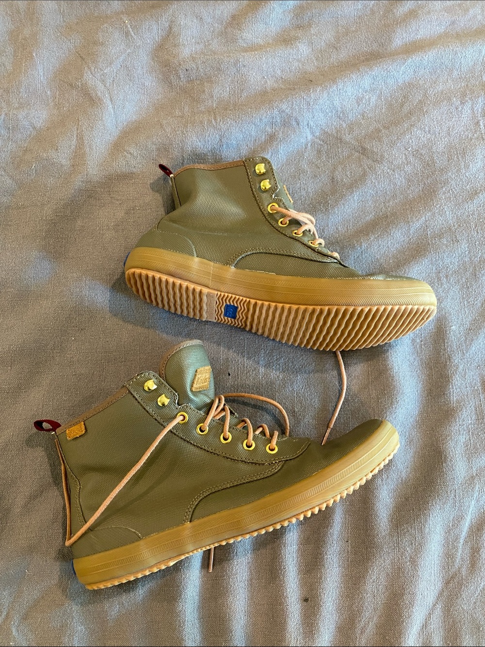 Keds Olive Green High-Top Lace-Up Booties with Gum Sole